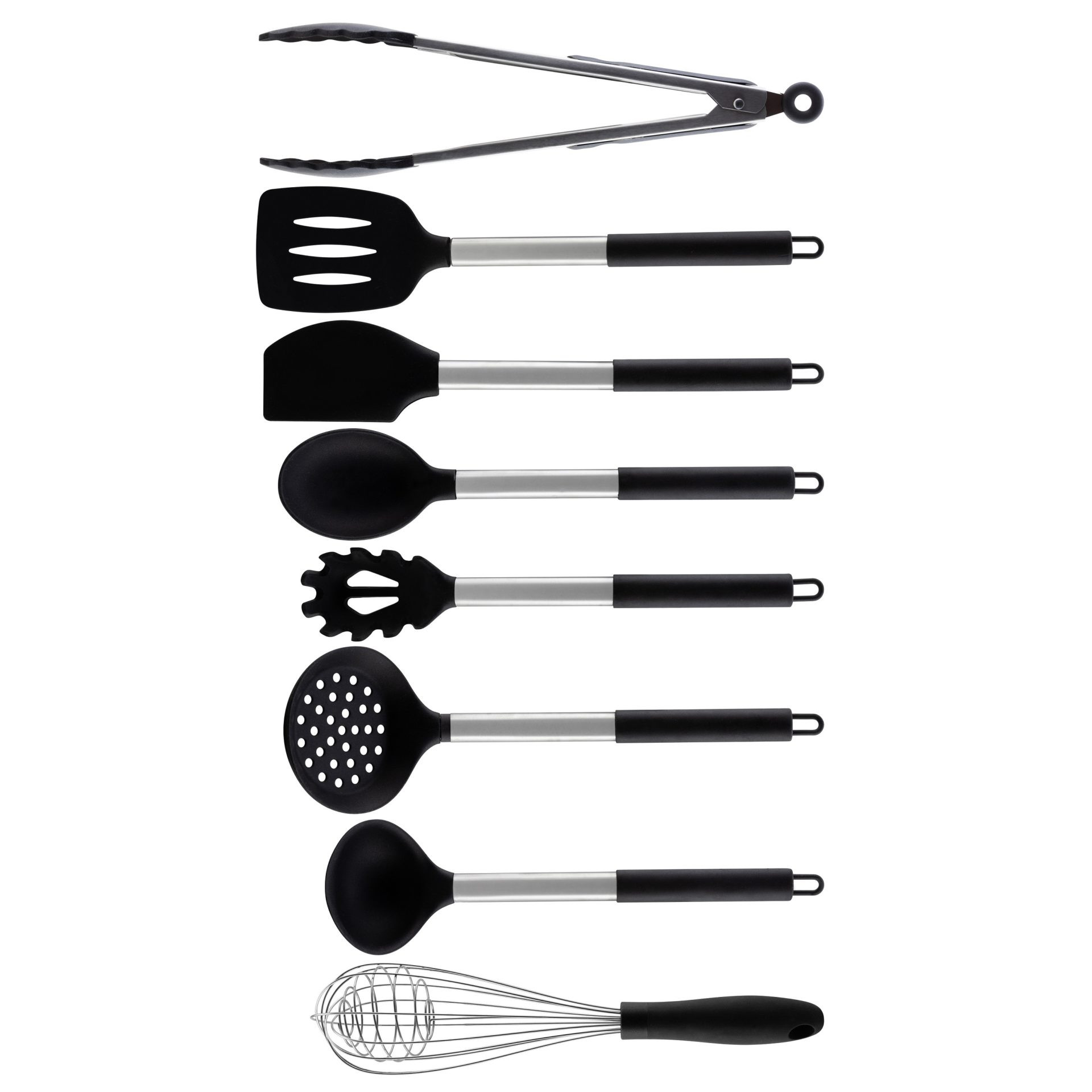 Set ustensile de gatit si servire Edenberg EB-7791, 8 piese, Negru/Inox