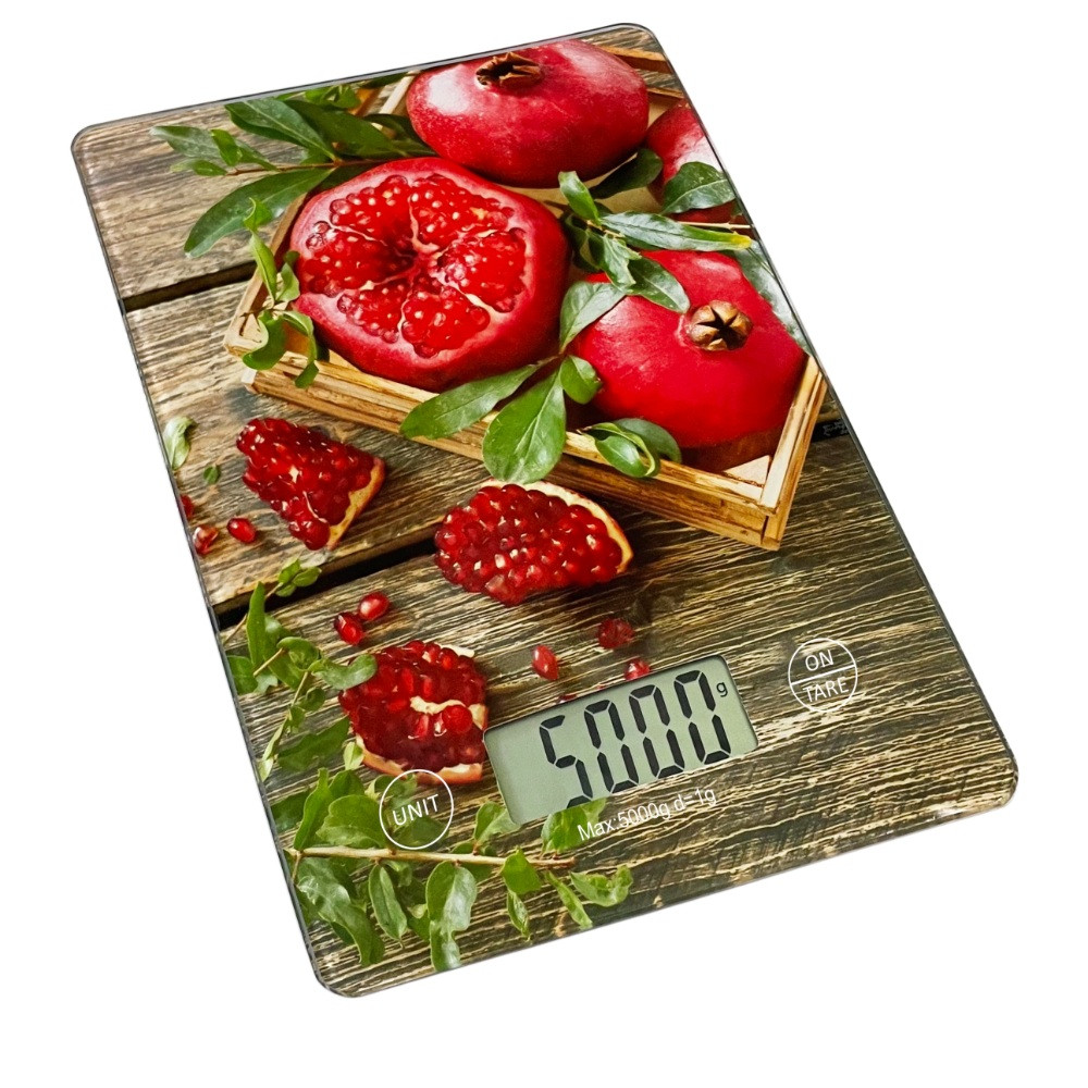 Кухненска везна Oliver Voltz OV51651KD Pomegrenate, 5 кг, ТАРА, Стъклена, Нар, Многоцветен