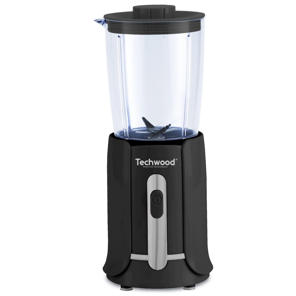 Mini blender Techwood TBL-206, 300W, 0.5 L, Cutite otel, Negru