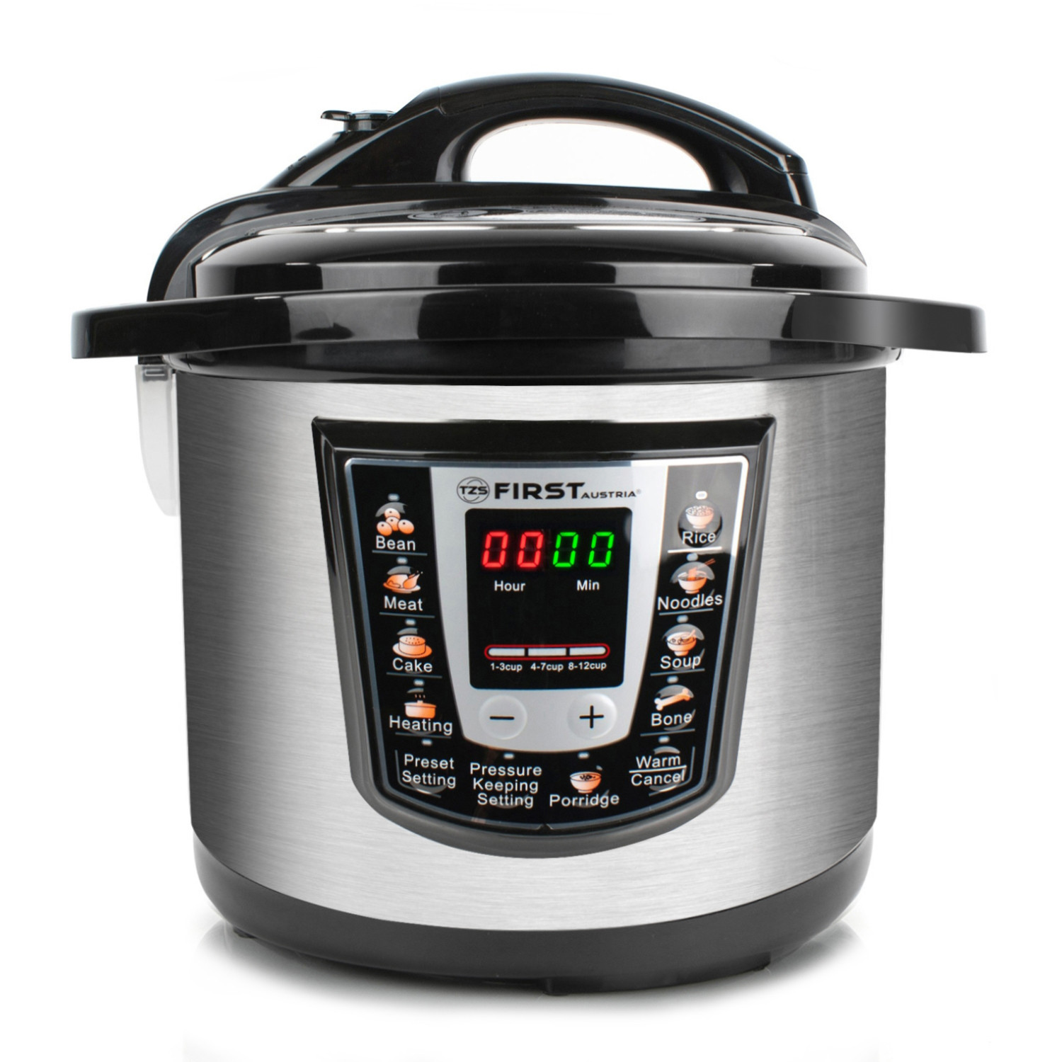 Multicooker sub presiune First Austria FA 5130-1, 1250W, 8 L, Timer, Pornire intarziata, Otel inoxid