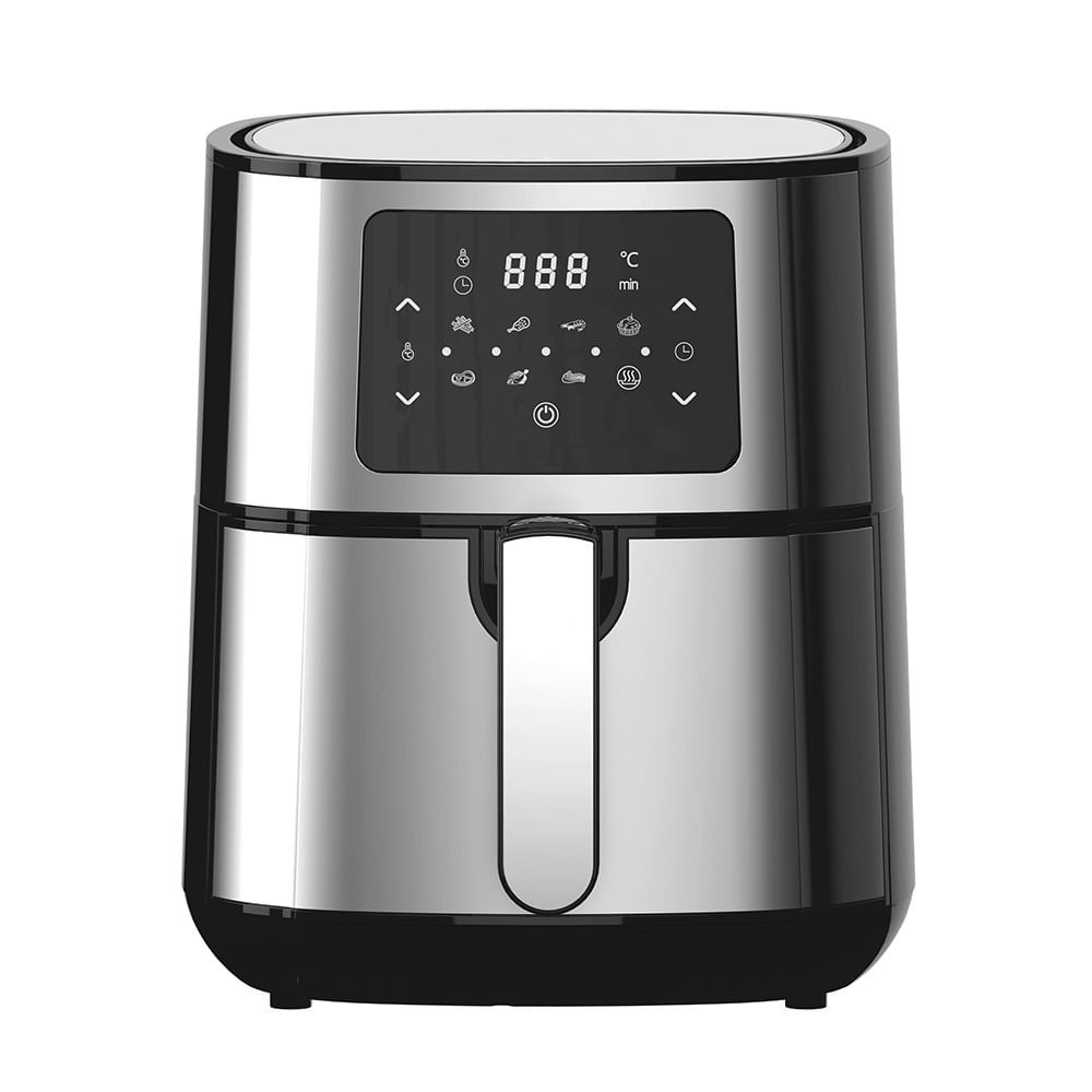 Friteuza cu aer cald Oliver Voltz OV51980M, 1400W, 8 programe, 5.5 litri, Timer, Inox/negru