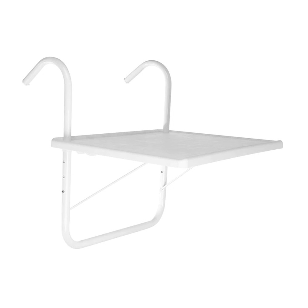 Masa reglabila pentru balcon Iso Trade, 56x52 cm, Reglabila, Plastic/Otel, Alba