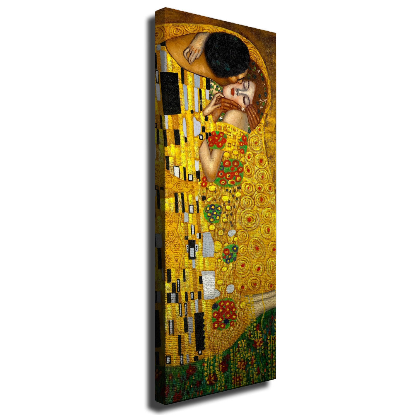 Tablou decorativ Wallxpert 265VGA1110, Sarutul de Gustav Klimt, 30x80 cm, auriu