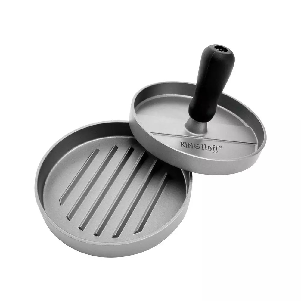 Presa pentru burgeri Kinghoff KH 1740, 12 cm, Acoperire antiaderenta, Gri