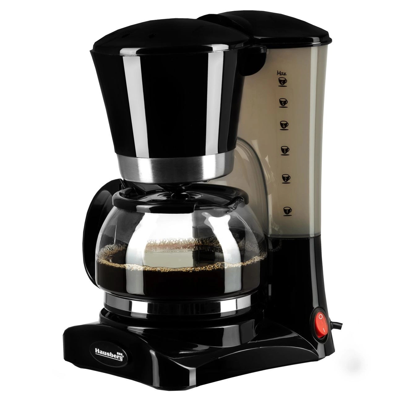 Aparat de cafea Hausberg HB-3650, 800W, 6 cesti, 650 ml, Sistem anti-picurare, Negru