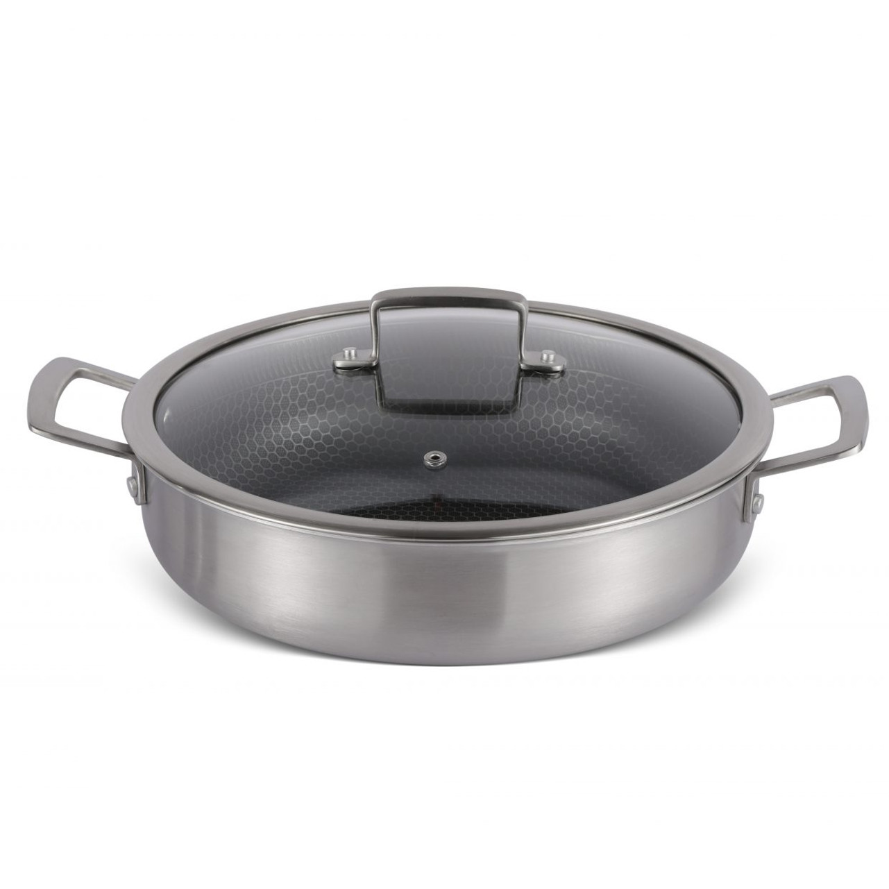 Oala cu capac de sticla Edenberg EB-14922 , 3.7 L, 28 cm, 3 straturi Eterna, Inductie, Inox