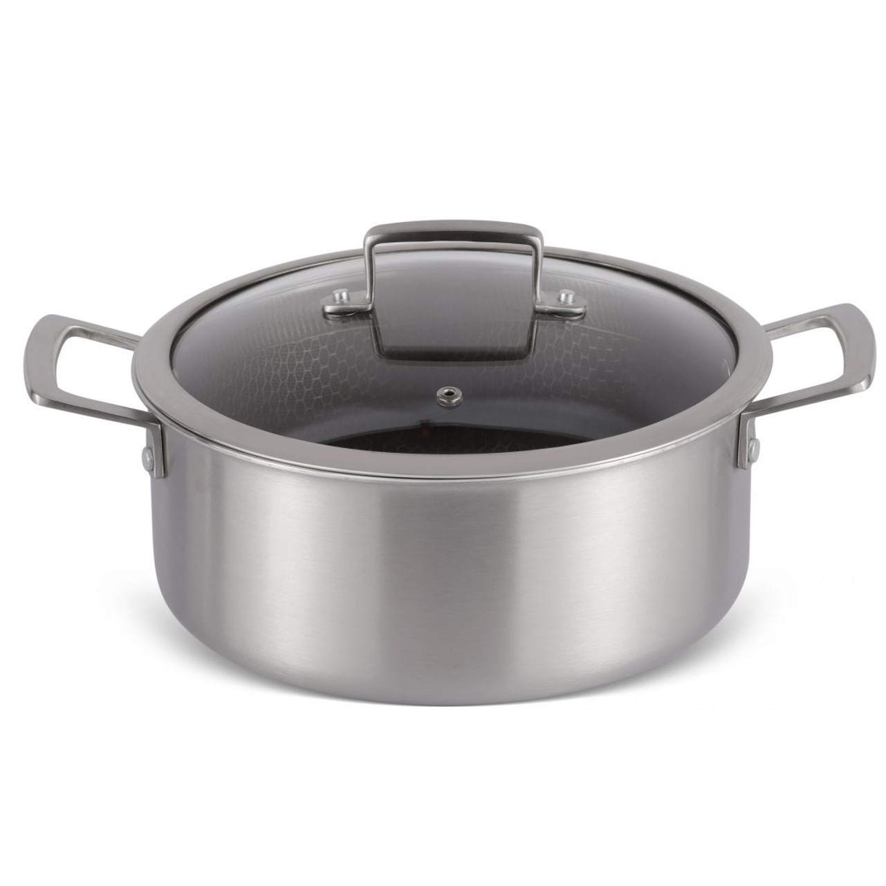 Oala cu capac de sticla Edenberg EB-17053, 4.3 L, 24 cm, 3 straturi Eterna, Inductie, Inox