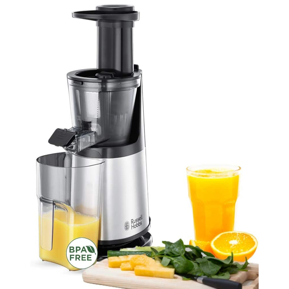 Сокоизстисквачка Slow juicer Russell Hobbs 25170-56, 150 W, 3 сита, 0.7 l,  Обратно движение, Студено пресоване, Инокс/черен