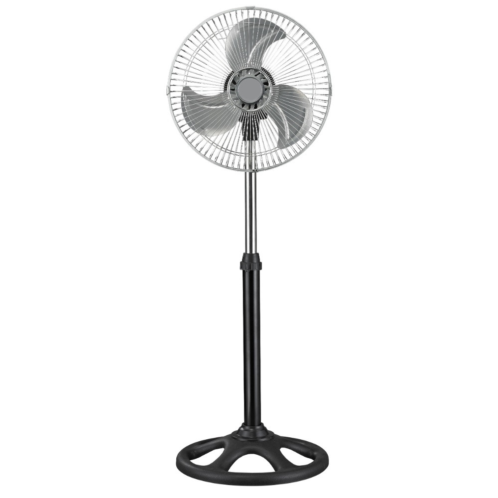 Ventilator de podea Rosberg R51760D12, 45W, 30 cm, 3 viteze, Reglare inaltime, Inox/Negru