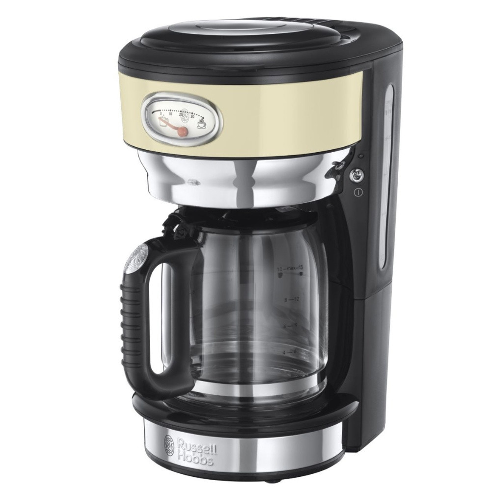 Cafetiera Russell Hobbs Retro Vintage Cream 21702-56, 1000 W, 1.25 L, Filtru lavabil, Sistem anti-pi