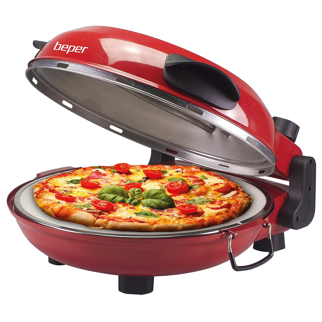 Cuptor electric pentru pizza Beper P101CUD300, 1200 W, 31 cm, Timer, Termostat, MAX 400C, Rosu