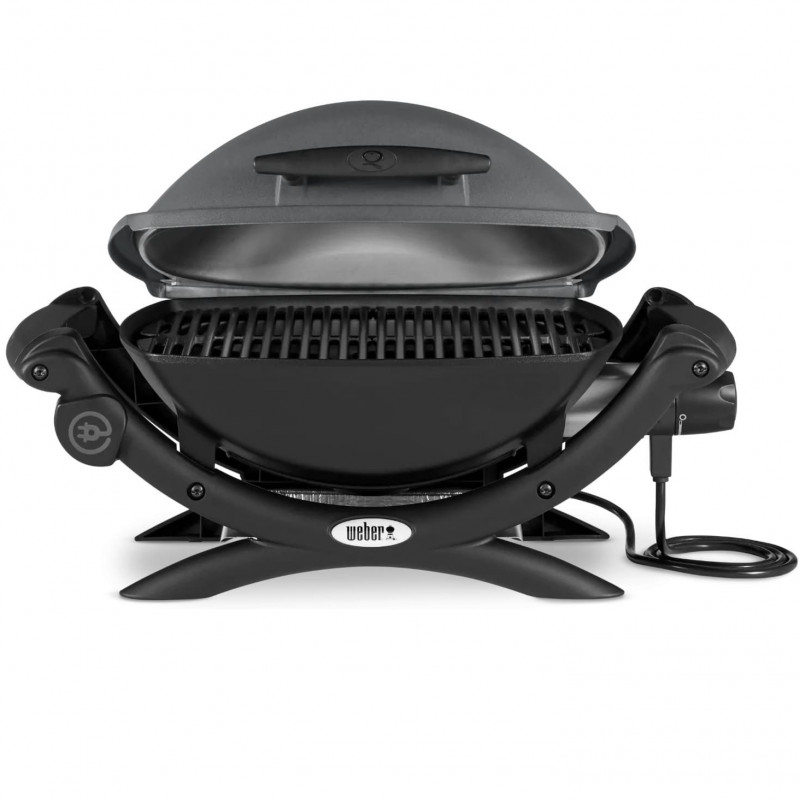 Електрическо барбекю Weber Q1400 WB 52020079, 2200 W, 43x32 cm, Капак и корпус от лят алуминий, Подвижна тава за мазнини, Тъмносив