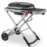 Преносимо барбекю на газ Weber Traveler WB 9010075, 3.5 kW, 63.5x34.3 cm, Емайлирани с порцелан чугунени скари, Горелка от неръждаема стомана, 2 колела, Черен/сребрист