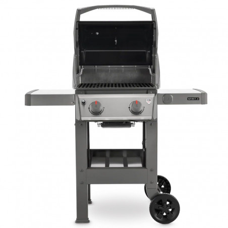 Gázgrill Weber Spirit II E-210 GBS WB 44010175, 7,77 kW, Emailezett öntöttvas rács, 52x44 cm, Elektromos gyújtás, Összecsukható oldalsó polc, 2 kerék, Ezüst színű.