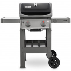 Gázgrill Weber Spirit II E-210 GBS WB 44010175, 7,77 kW, Emailezett öntöttvas rács, 52x44 cm, Elektromos gyújtás, Összecsukható oldalsó polc, 2 kerék, Ezüst színű.