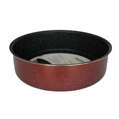 Rosberg R51222G32 Round Baking Pan, 32 cm, Marble Finish, Burgundy Melange
