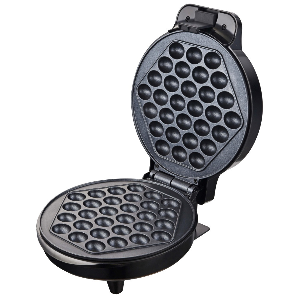 Aparat de facut vafe Bubble Waffle Rosberg R51442H, 1000W, Placi antiaderente, Negru