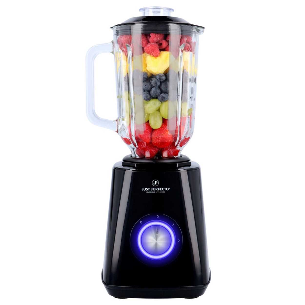 Blender Just Perfecto JL-03, 1000W, Cana sticla, 1.5 L, 2 viteze+Puls, Zdrobire gheata, Negru