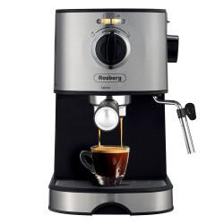 Espressor Rosberg Premium RP51171D, 850W, 20 bar, 2 Filtre, Negru/Otel inoxidabil