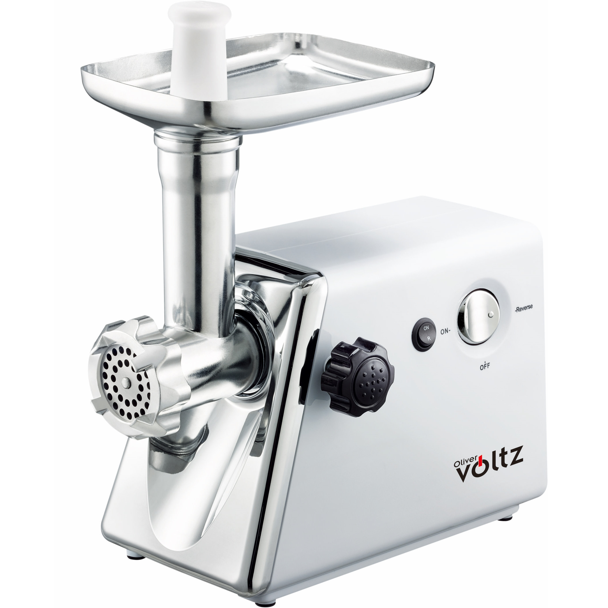 Месомелачка с приставка за домати Oliver Voltz OV51991F, 600/1800W, Аксесоар за колбаси, Бял