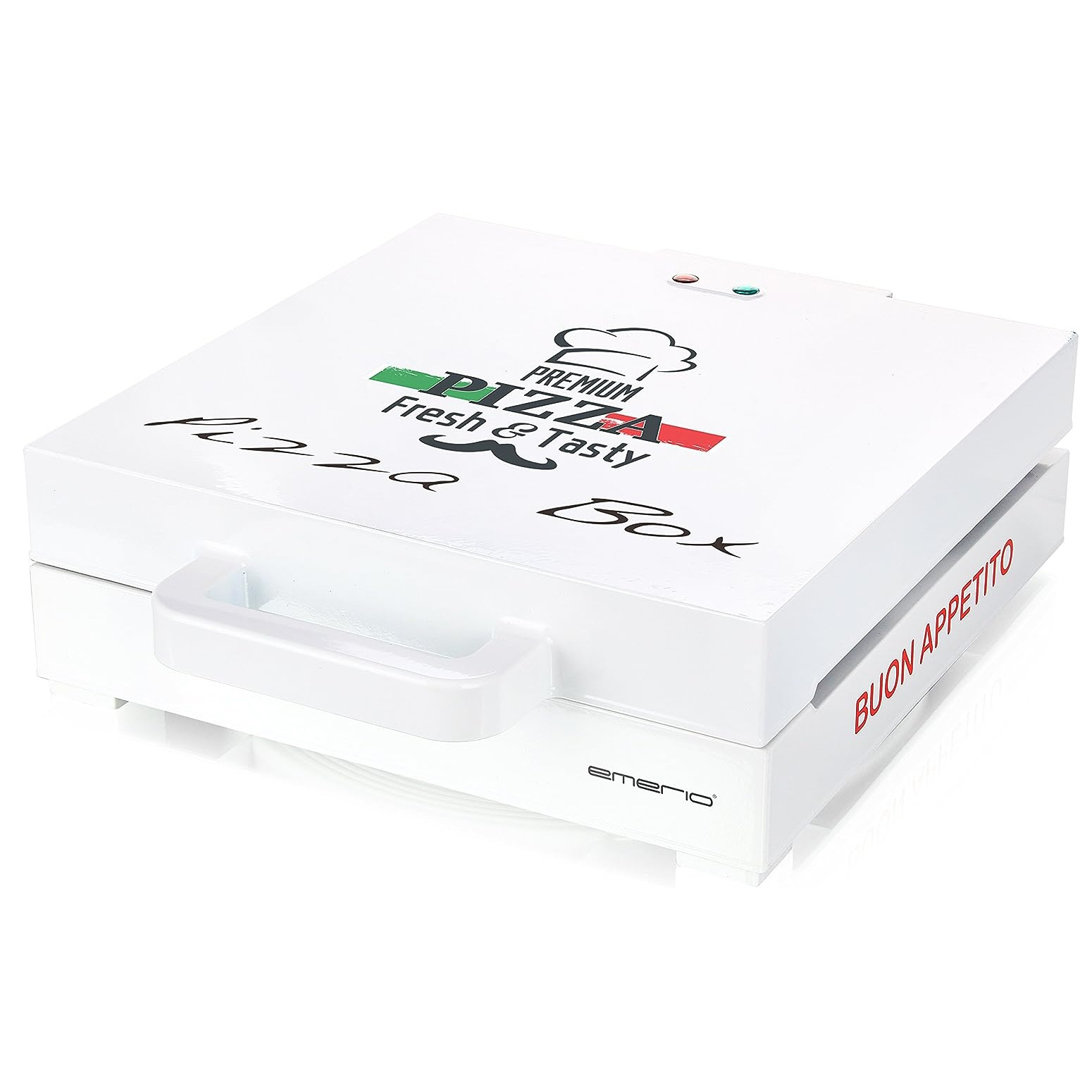 Уред за приготвяне на пица Emerio PB-115331, 1200W, 30 см, Горно и долно изпичане, Бял