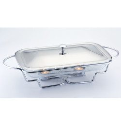 Πιατέλα σερβιρίσματος Bohmann BH 2008-30CG, 3l, Ανθεκτικό στη θερμότητα γυαλί, Καπάκι, Βάση, Inox