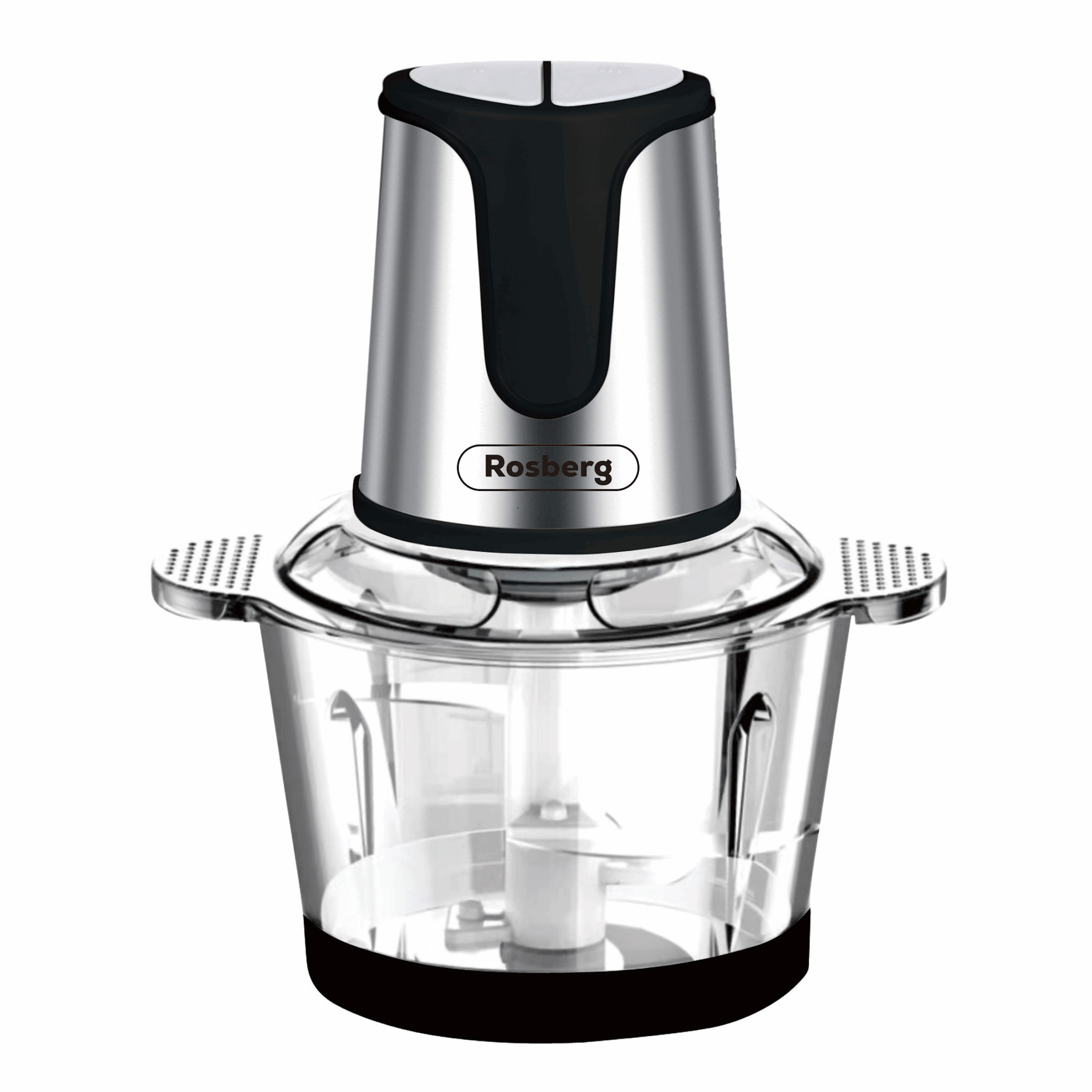 Чопър Rosberg R51111D, 400W, 2 литра, Стъклена купа, 2 скорости, Инокс/черен