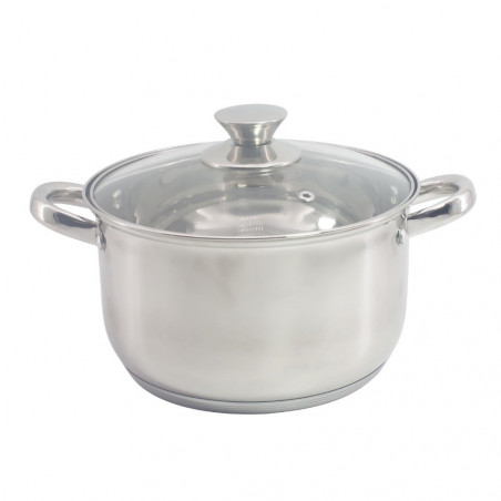 Rosberg R51210L26 Saucepan with Lid, 26 cm, 7.6 L, Induction, Stainless Steel