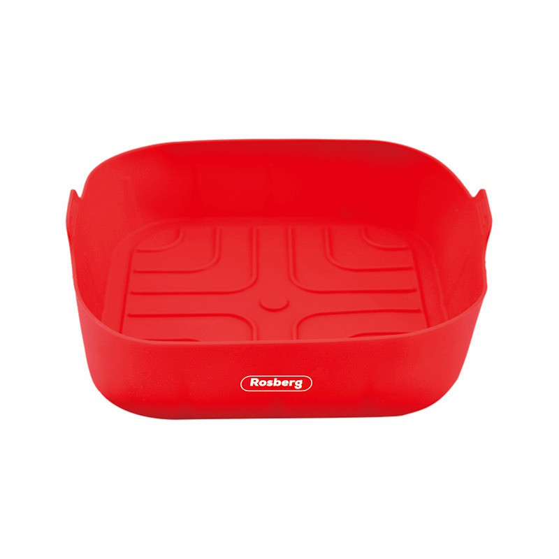 Rosberg R51980SSN Silicone Air Fryer Pan, 18x18x5 cm, Red