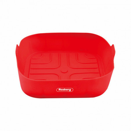 Rosberg R51980SSN Silicone Air Fryer Pan, 18x18x5 cm, Red