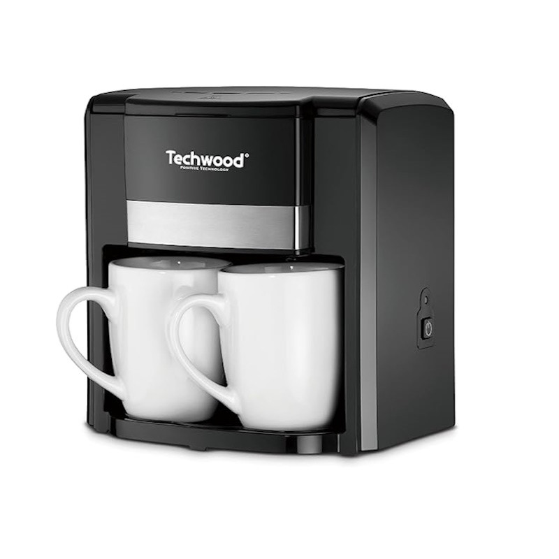 Cafetiera cu 2 cani Techwood TCA-206, 500W, Filtru permanent lavabil, Negru