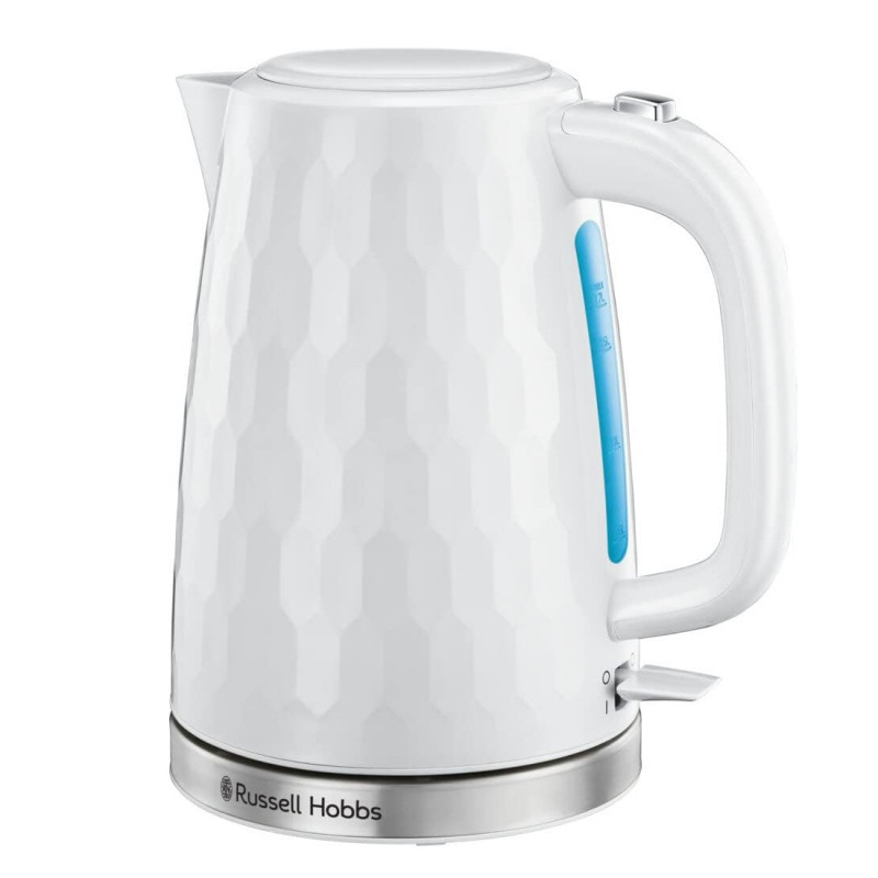 Russell Hobbs Honeycomb 26050-70 Electric Kettle, 3000 W, 1.7 L, Stainless Steel, Spout Without Pouring Spout, White