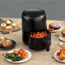 Μικρή φριτέζα αέρος AirFryer Russell Hobbs SatisFry 26500-56, 1100 W, 1.8 l, Χρονοδιακόπτη,  Οθόνης αφής, Ρυθμιζόμενη θερμοκρασία, Μαύρο