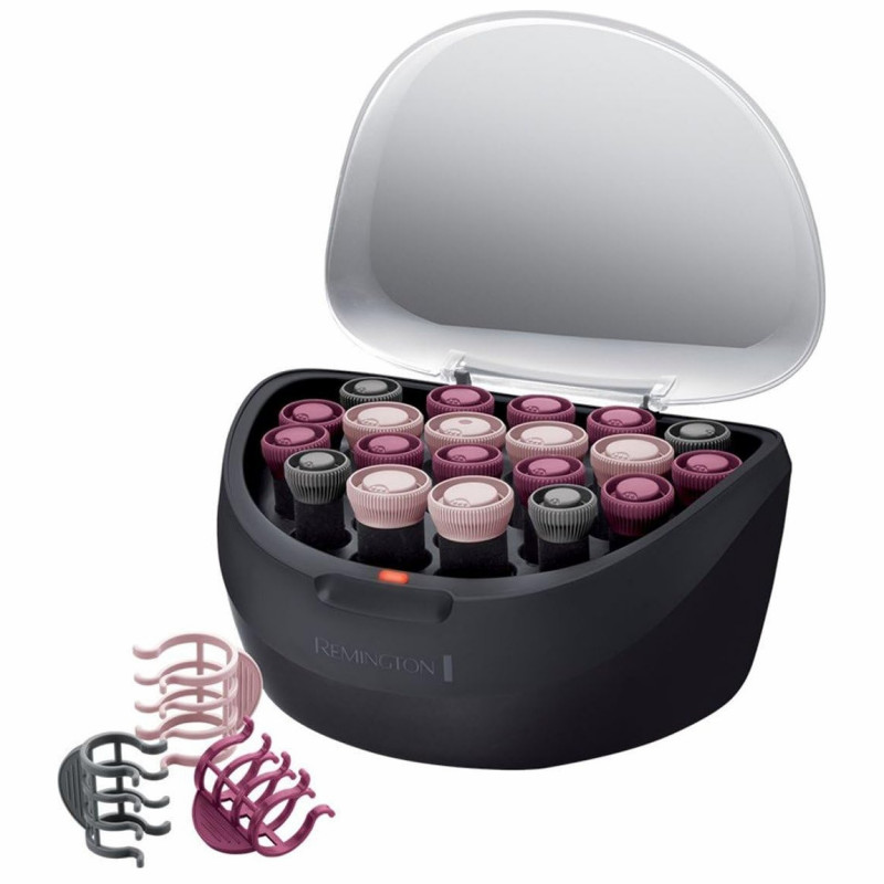 Set role ondulare par Remington Ionic H5600, 20 role, 3 dimensiuni, Ionizare, Invelis catifea, Negru