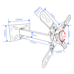 Suport TV de perete Esperanza ERW003, 12-50 inch, Max 20 kg, Vesa 200x200, Negru