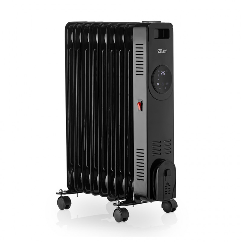 Маслен радиатор Zilan ZLN8416, 2000 W, 9 ребра, 3 степени, Дистанционно управление, Термостат, Черен