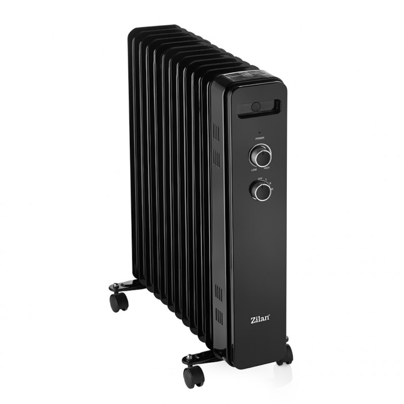 Маслен радиатор Zilan ZLN8450, 2500 W, 11 ребра, 3 степени, Черен