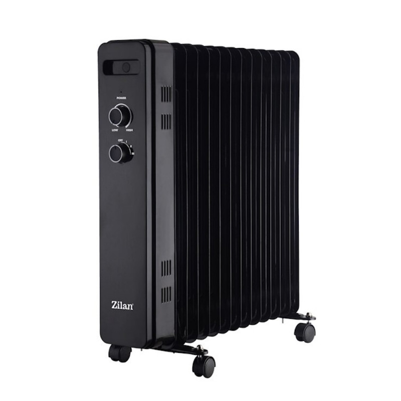 Calorifer electric cu ulei Zilan ZLN8467, 2500W, 13 elementi, 3 trepte, Termostat reglabil, Negru