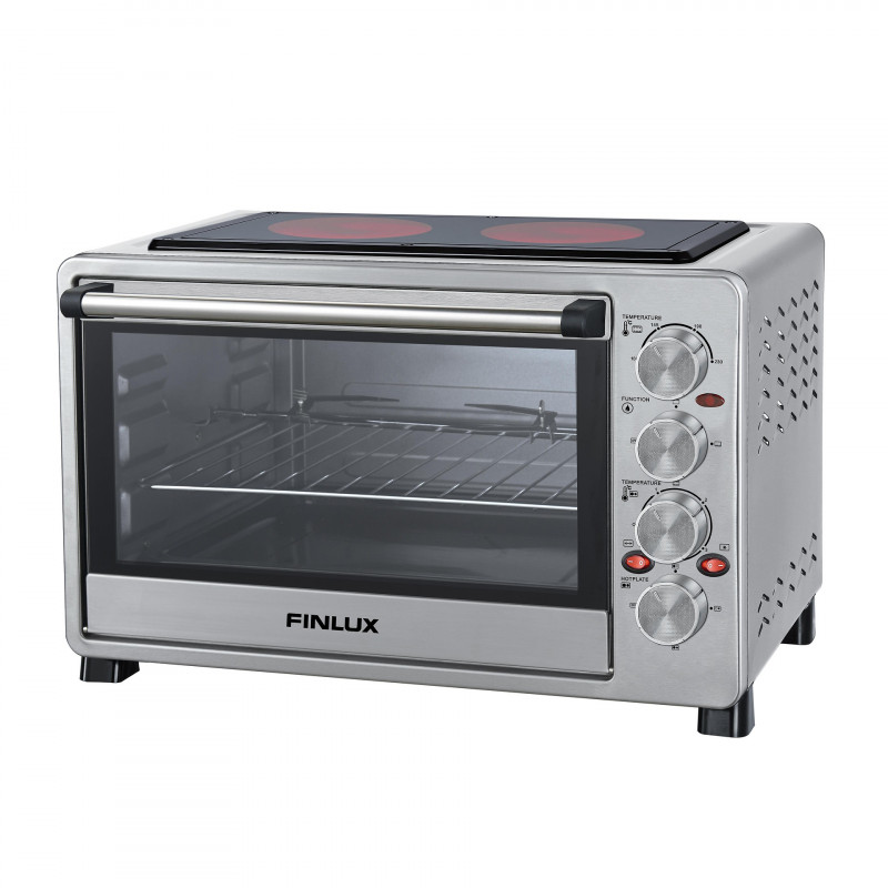 Finlux FCO-42SRL Ceramic-Top Range, 42 L, Simultaneous Use of Burners and Oven, Convection, Rotisserie, Stainless Steel