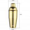 Klausberg KB 7649 Cocktail Shaker, 750 ml, Mirror Finish, Gold