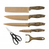 HausRoland HR001-1 Knife Set, 6 pieces, Peeler and Scissors, Rubber Handle, Brown