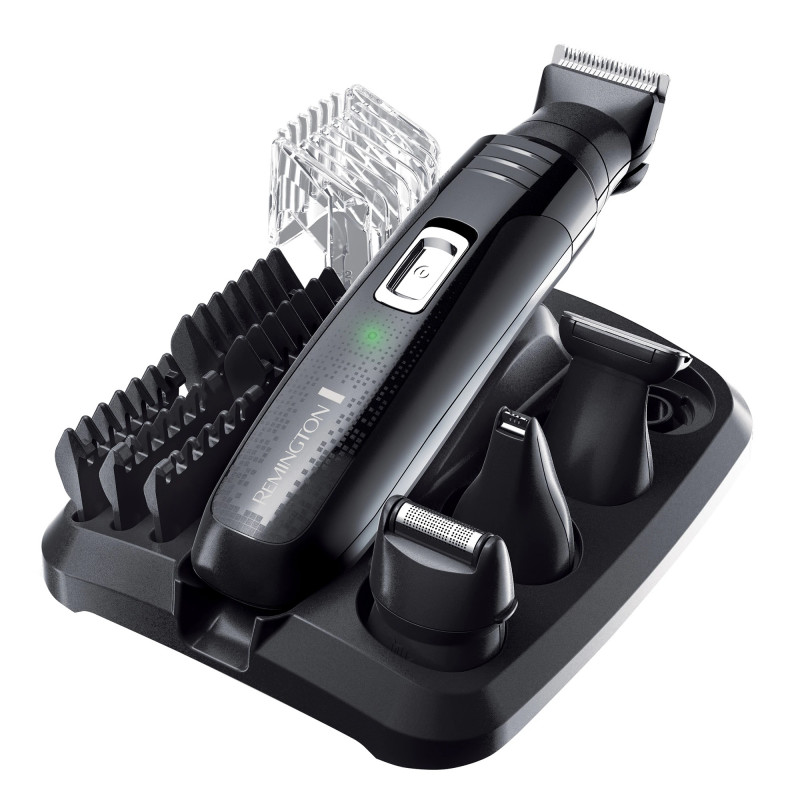 Kit trimmer barba si corp Remington Groom Kit PG6130, 2-20 mm, 4 atasamente, Auto-ascutire, Negru