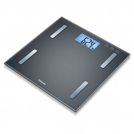 Beurer BF 180 Scale, 180 kg, Body Fat Index, Up to 10 Memory Slots, LED Display, Tempered Glass, Black