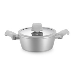 Royalty Line T010-Silver Cookware Set, 10 pieces, Marble Finish, Induction Compatible, Silver
