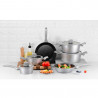Royalty Line T010-Silver Cookware Set, 10 pieces, Marble Finish, Induction Compatible, Silver