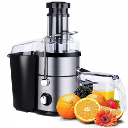 Storcator de fructe si legume Royalty Line RL-PJ-19002, 1000 W, 20 000 rpm/min, 3 viteze, 1 L, Anti-picurare, Inox/Negru