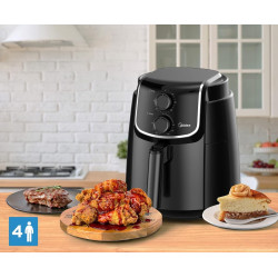 Friteuza cu aer cald AirFryer Midea MF-TN35D2, 1500W, 3.5 L, Tehnologie DUALCYCLONE Rapid Air, Timer, Negru