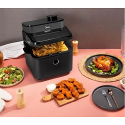 Midea MF-CY75A2 Hot Air Fryer, 1700W, 7.3L, LED Display, Dehydration, JuicyCrispy Technology, Gray