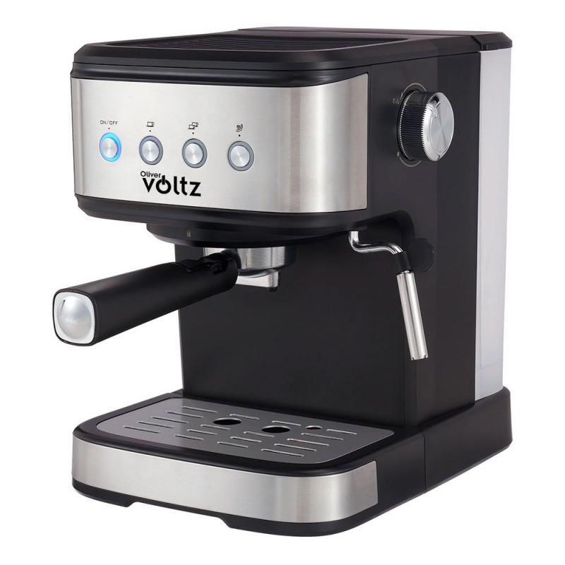 Μηχανή Espresso Оliver Voltz OV51171F, 1.2 l, 20 bar, 1100W, ανοξείδωτο φίλτρο, για κρέμα με άψογο χρώμα, Μαύρο/Inox