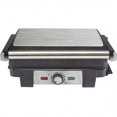 Gratar electric Beper P101TOS500, 2200W, Acoperire antiaderenta, Deschidere 180, Inox